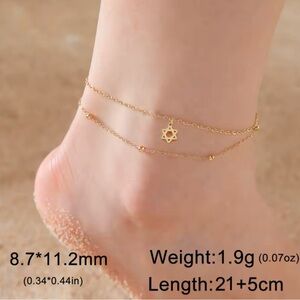 Gold Star of David Charm Anklet